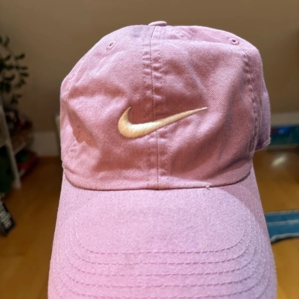 Nike Pink Cap with Gold Swoosh Embroidery